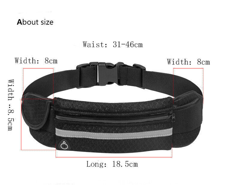 Running Belt Unisex Sport Jogging Phone Keys Mobile Money Bum Bag Waist Travel