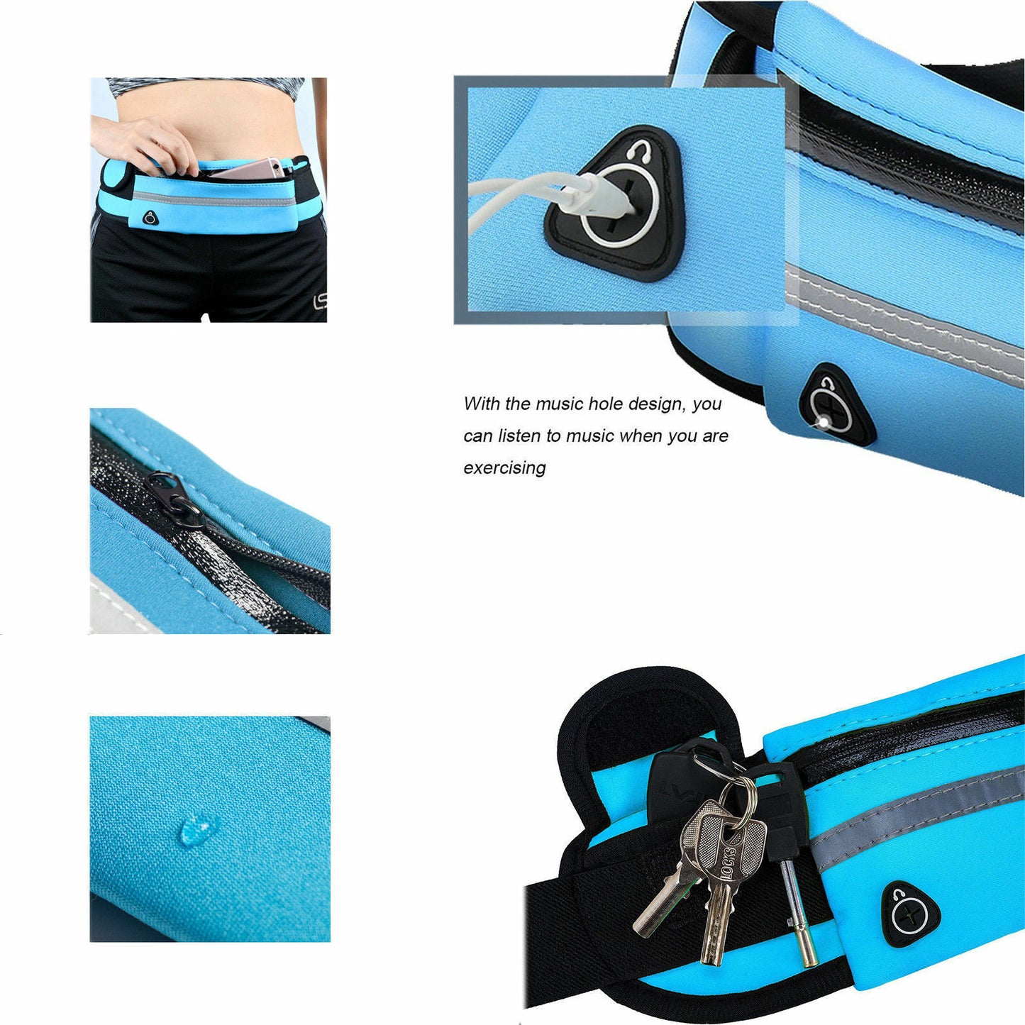 Running Belt Unisex Sport Jogging Phone Keys Mobile Money Bum Bag Waist Travel